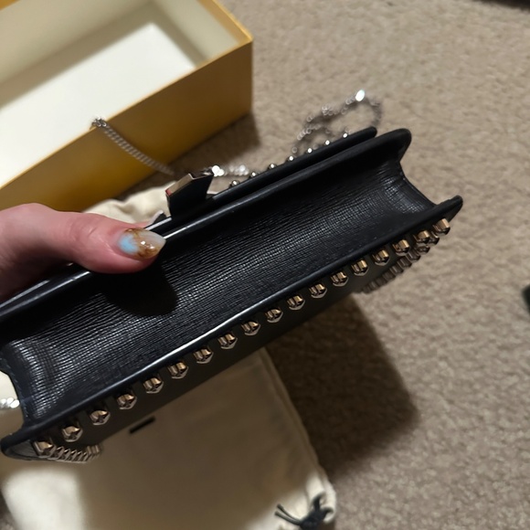 Fendi Karlito Wallet on Chain Studded Saffiano Leather - Picture 4 of 6